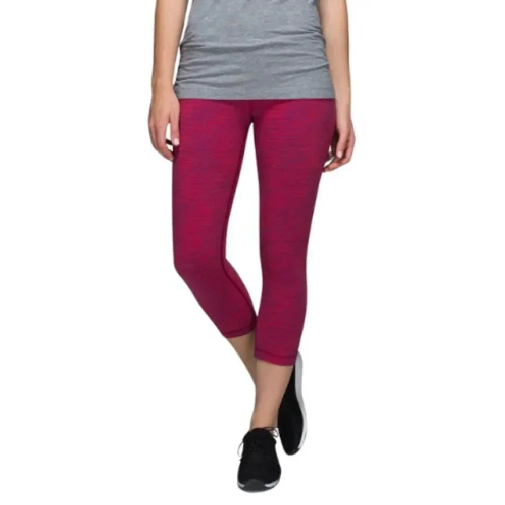 Lululemon Womens 4 Red Space Dye Wunder Under Cropped Pant